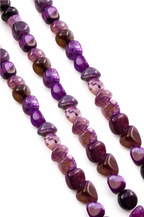 Agate Natural Stone Shiny Purple Tumbler Cut 8x11mm String Of Beads