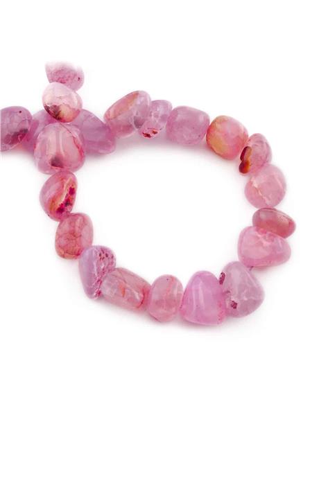 Agate Natural Stone Shiny Pink Tumbler Cut 8x11mm String Of Beads
