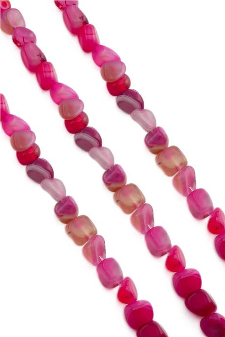 Agate Natural Stone Shiny Pink Tumbler Cut 8x11mm String Of Beads