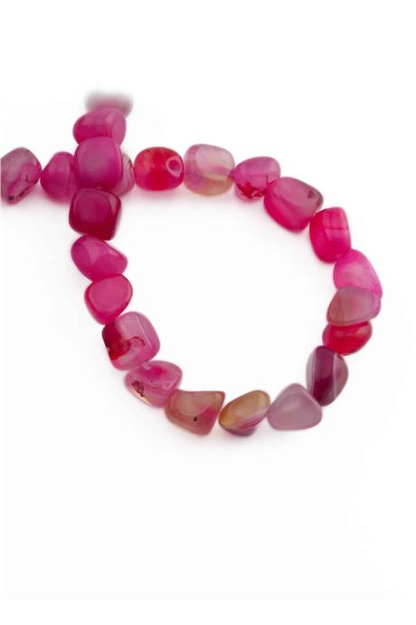 Agate Natural Stone Shiny Pink Tumbler Cut 8x11mm String Of Beads