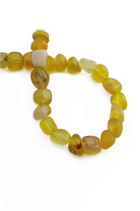 Agate Natural Stone Shiny Yellow Tumbler Cut 8x11mm String Of Beads