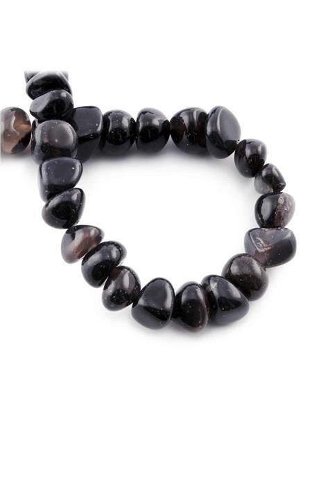 Agate Natural Stone Shiny Black Tumbler Cut 8x11mm String Of Beads