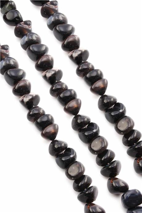 Agate Natural Stone Shiny Black Tumbler Cut 8x11mm String Of Beads