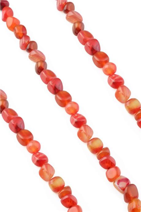 Agate Natural Stone Shiny Tumbler Cut 8x11mm String Of Beads