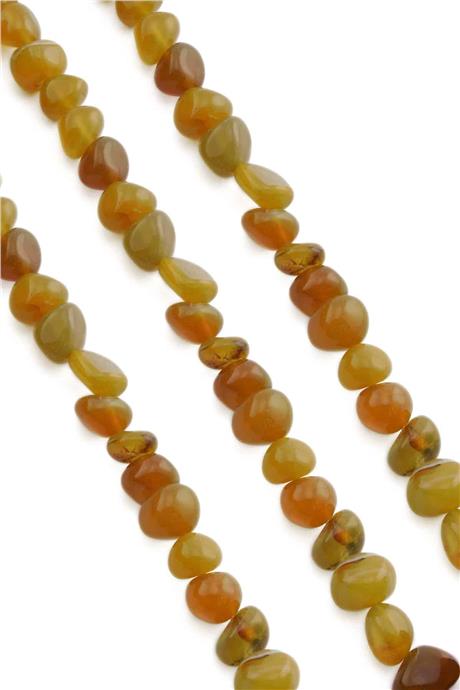 Agate Natural Stone Shiny Orange Tumbler Cut 8x11mm String Of Beads