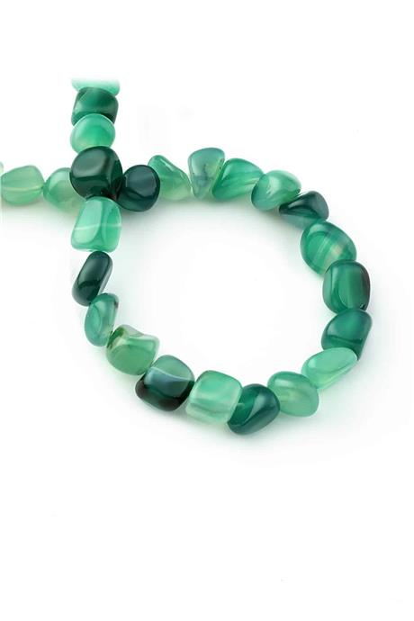 Agate Natural Stone Shiny Green Tumbler Cut 8x11mm String Of Beads