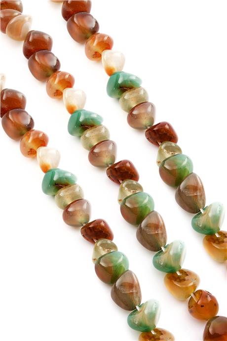 Agate Natural Stone Shiny Green Tumbler Cut 8x11mm String Of Beads