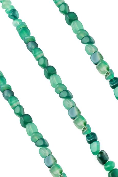 Agate Natural Stone Shiny Green Tumbler Cut 8x11mm String Of Beads