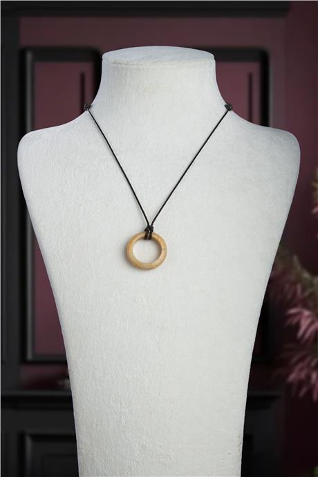 Akik Doğal Taş Sarı Halka Yüzük Kore İpli Erkek Kolyesi