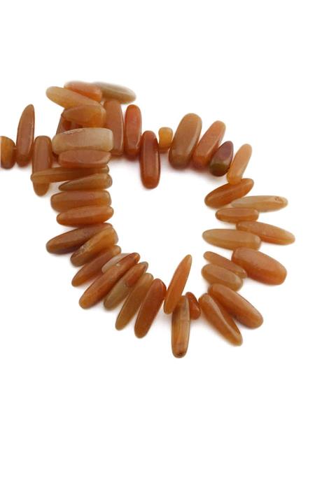 Agate Natural Stone Orange Tooth Cut 18x6mm String Of Beads