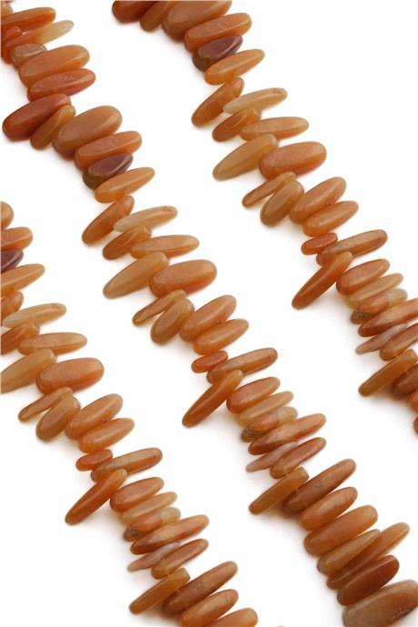 Agate Natural Stone Orange Tooth Cut 18x6mm String Of Beads