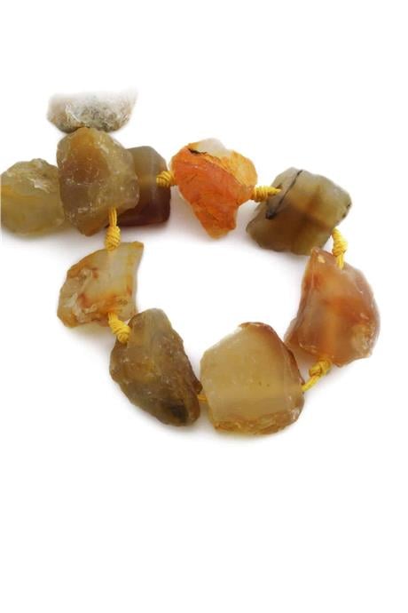 Agate Natural Stone Orange Crude Mass Cut 15x25mm String Of Beads