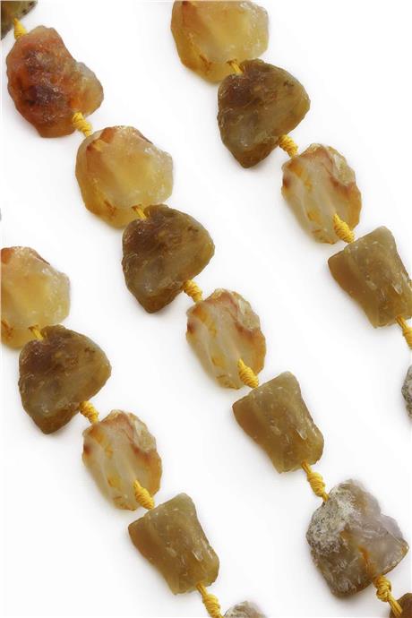 Agate Natural Stone Orange Crude Mass Cut 15x25mm String Of Beads