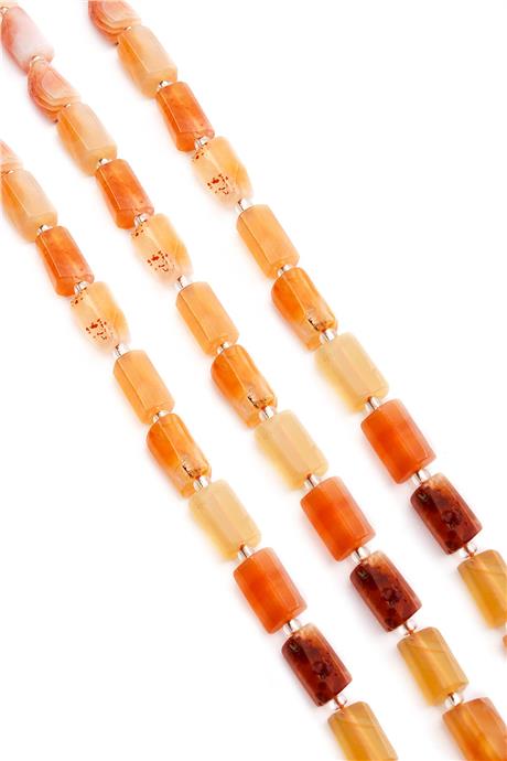 Agate Natural Stone Orange Cylinder Cut 7x12mm String Of Beads