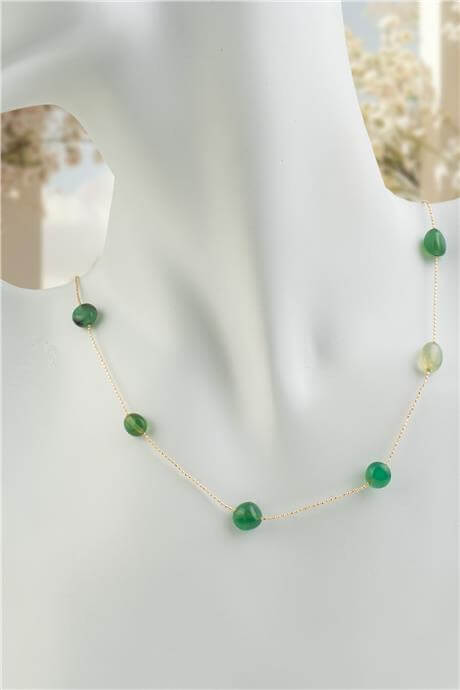 Akik Doğal Taş Yeşil Tımbıl Kesim Taş Yapıştırma Kolye