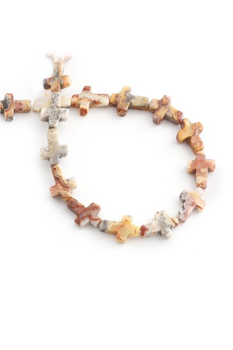 Agate Cross Cut Natural Stone 12x16mm String Of Beads