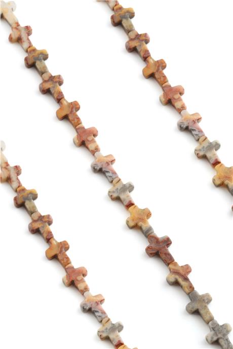 Agate Cross Cut Natural Stone 12x16mm String Of Beads