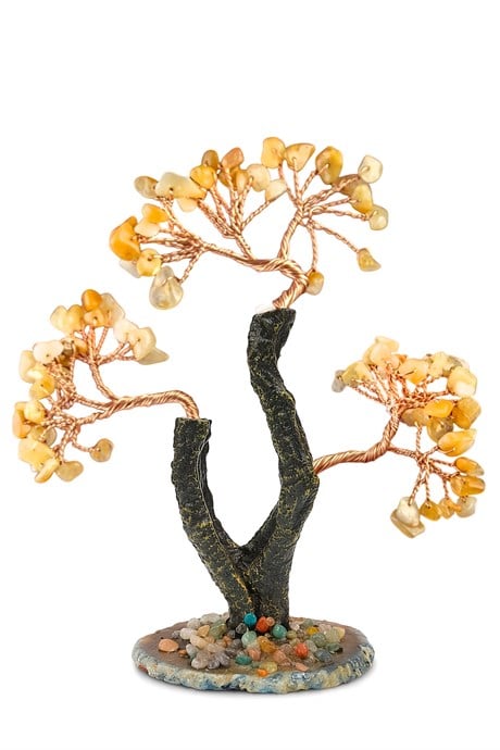 Akik Taşı El Yapımı 8x17cm Doğal Taş Dekoratif Hayat Ağacı