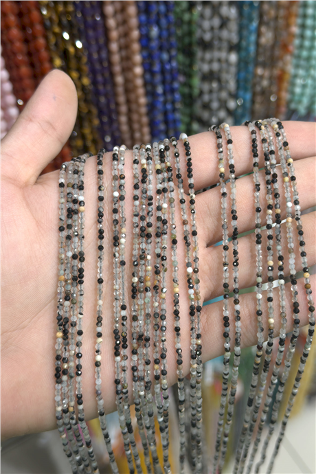 Akik Taşı Küre Faset Kesim Siyah 2mm Doğal Taş Dizi