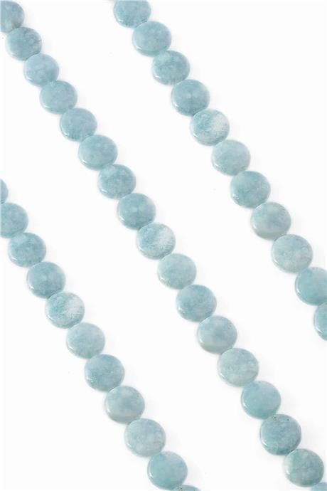 Akuamarin Taşı Daire Kesim Parlak Açık Mavi 14mm Doğal Taş Dizi [AA]