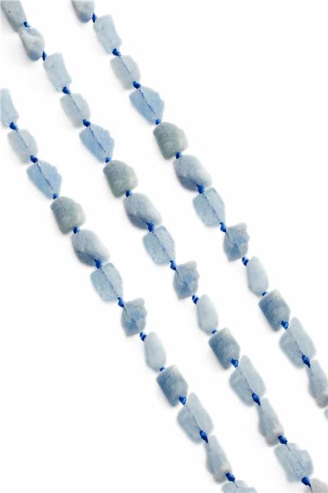 Aquamarine Natural Stone Ham Amorphous Cut 8x10mm String Of Beads