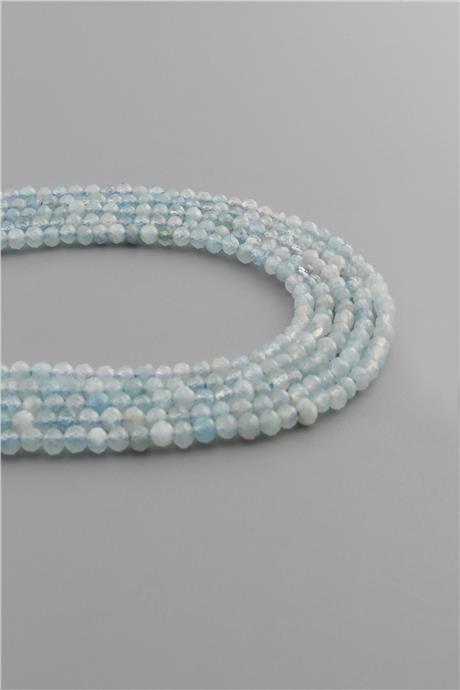 Akuamarin Doğal Taş Parlak Küre Kristal Kesim 3mm Dizi [AA]
