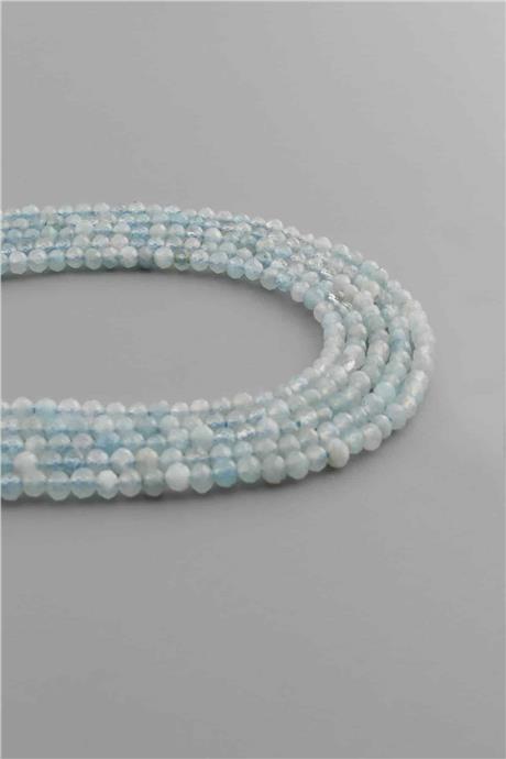 Akuamarin Doğal Taş Parlak Küre Kristal Kesim 3mm Dizi [AA]
