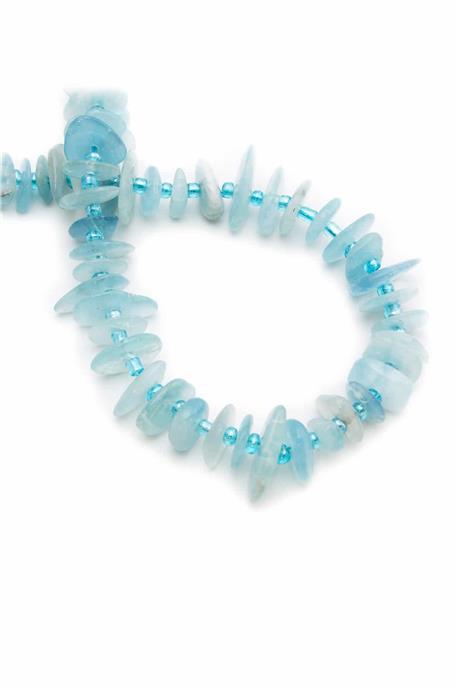 Akuamarin Doğal Taş Rondela Kesim 10x2mm Dizi