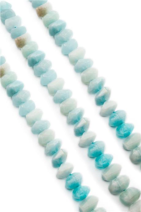 Akuamarin Doğal Taş Rondela Kesim 10X7mm Dizi