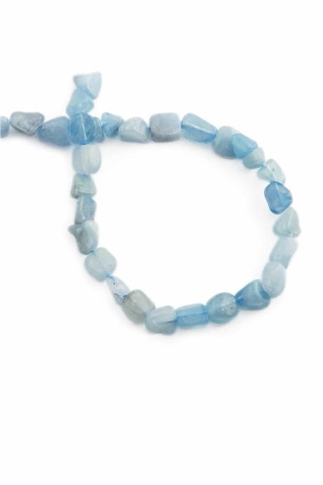 Aquamarine Natural Stone Tumbler Cut 6x8mm String Of Beads