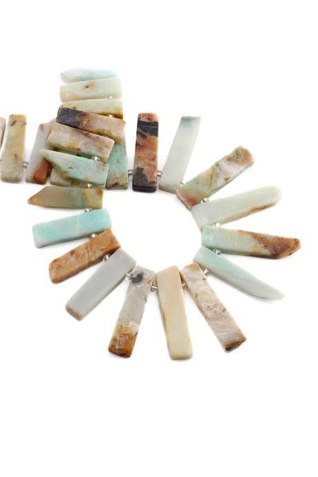 Amazonit Doğal Taş Parlak Dikdörtgen Kesim 10x40mm Dizi [AA]