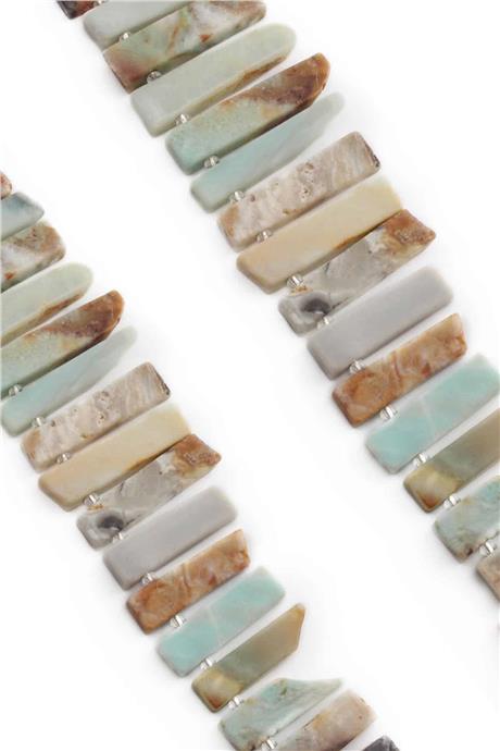 Amazonit Doğal Taş Parlak Dikdörtgen Kesim 10x40mm Dizi [AA]
