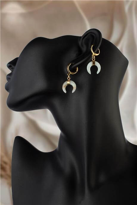 Amazonit Doğal Taş Hilal Kesim Küpe