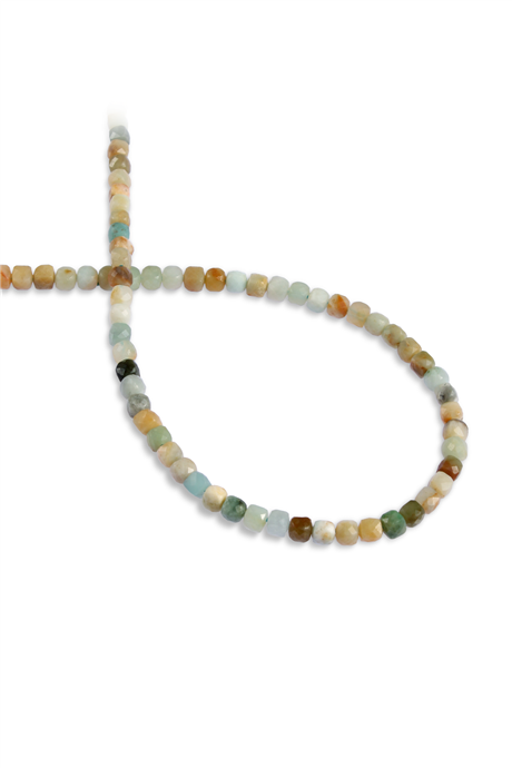 Amazonit Doğal Taş Parlak Küp Kristal Kesim 4x4mm Dizi