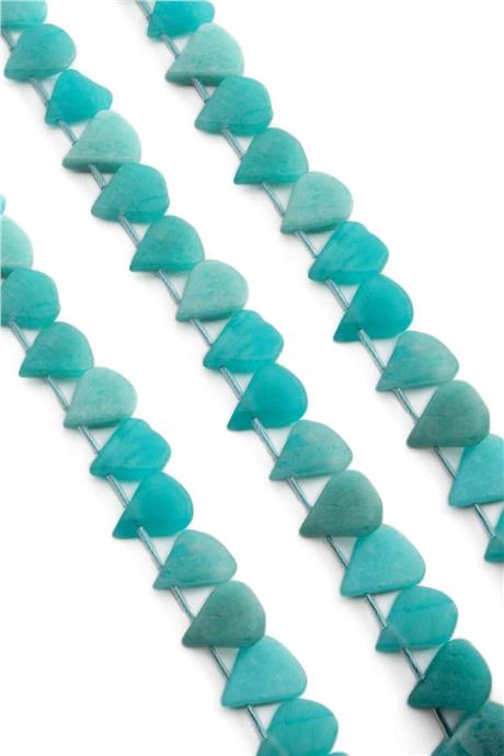 Amazonit Doğal Taş Parlak Su Yeşili Yassı Damla Kesim 16x12mm Dizi [AA]