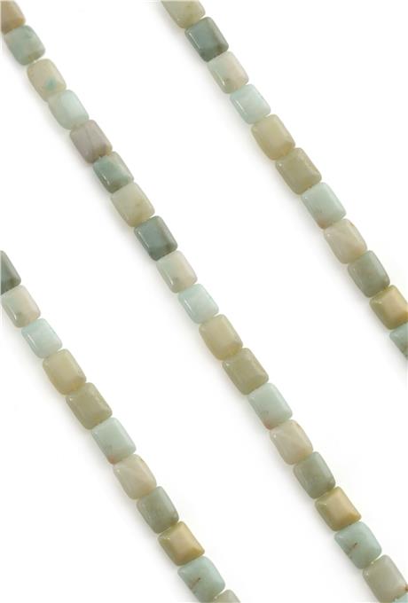 Amazonit Doğal Taş Parlak Açık Yeşil Yassı Dikdörtgen Kesim 6x8mm Dizi [AA]