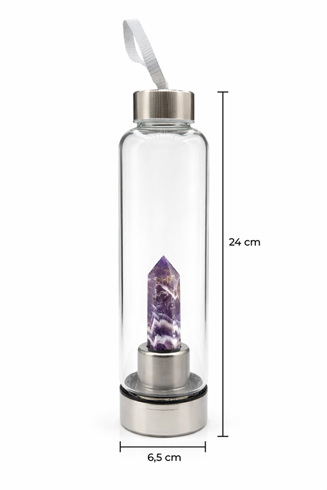 Ametist 500 Ml Cam Matara Su Şişesi Kılıflı