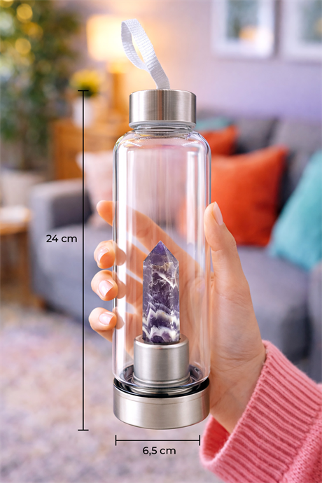 Ametist 500 Ml Cam Matara Su Şişesi Kılıflı
