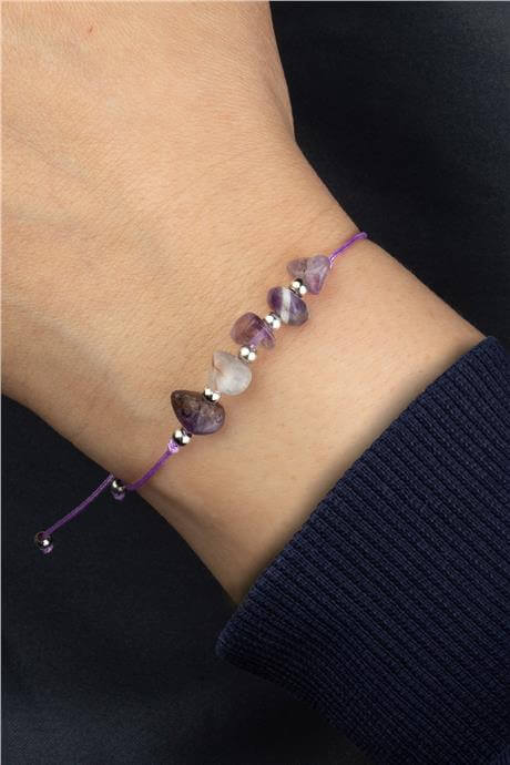 Ametist Doğal Kırık Taş Kova Burcu Bilekliği