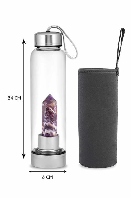 Ametist 500 Ml Cam Matara Su Şişesi Kılıflı