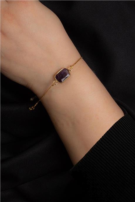 Ametıst Doğal Taş Asansör Sistemli Bileklik