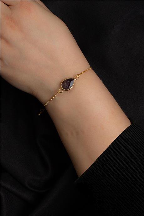 Ametıst Doğal Taş Asansör Sistemli Bileklik