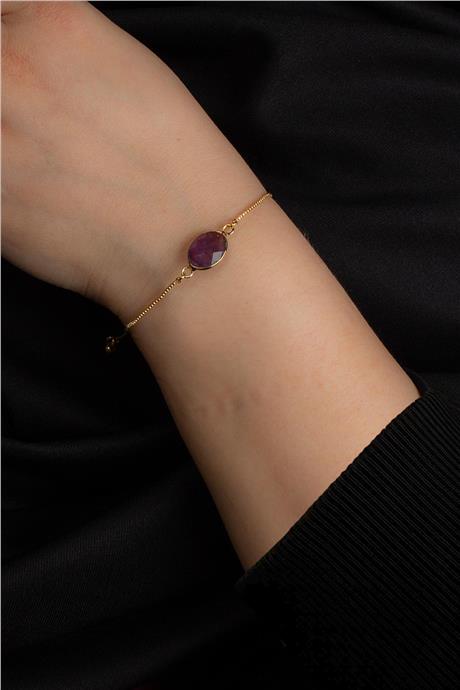 Ametıst Doğal Taş Asansör Sistemli Bileklik