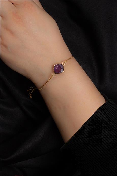 Ametıst Doğal Taş Asansör Sistemli Bileklik