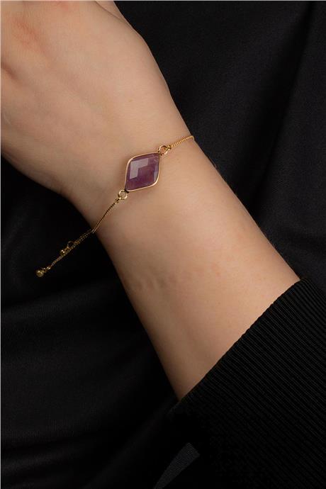Ametıst Doğal Taş Asansör Sistemli Bileklik
