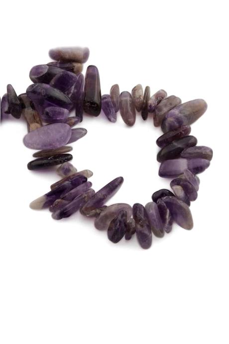 Amethyst Natural Stone Tooth Cut 18x6mm String Of Beads
