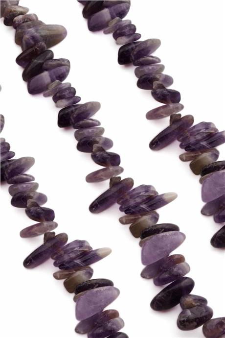 Amethyst Natural Stone Tooth Cut 18x6mm String Of Beads
