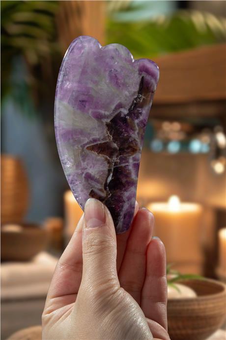 Ametist Doğal Taş Gua Sha Ördek Ayak Kesim Yüz Masaj Aleti