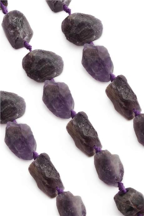 Amethyst Natural Stone Crude Mass Cut 15x25mm String Of Beads