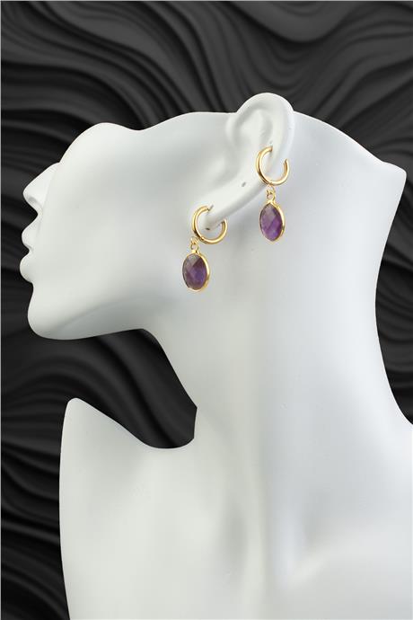 Ametist Doğal Taş Küpe